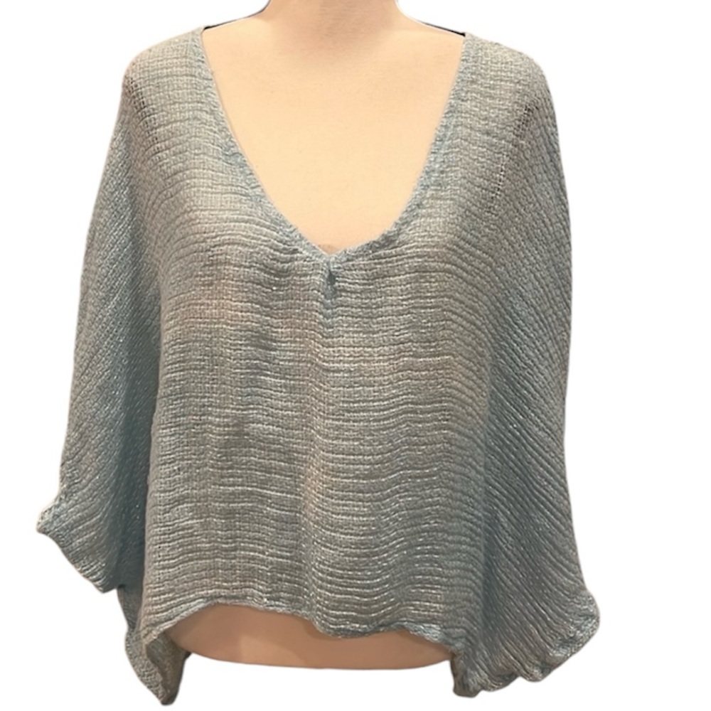 Sunday st tropez - Made in France - Woven Linen Short Sleeve Poncho One Size